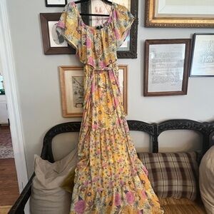 Floral Yellow and Pink Maxi Dress